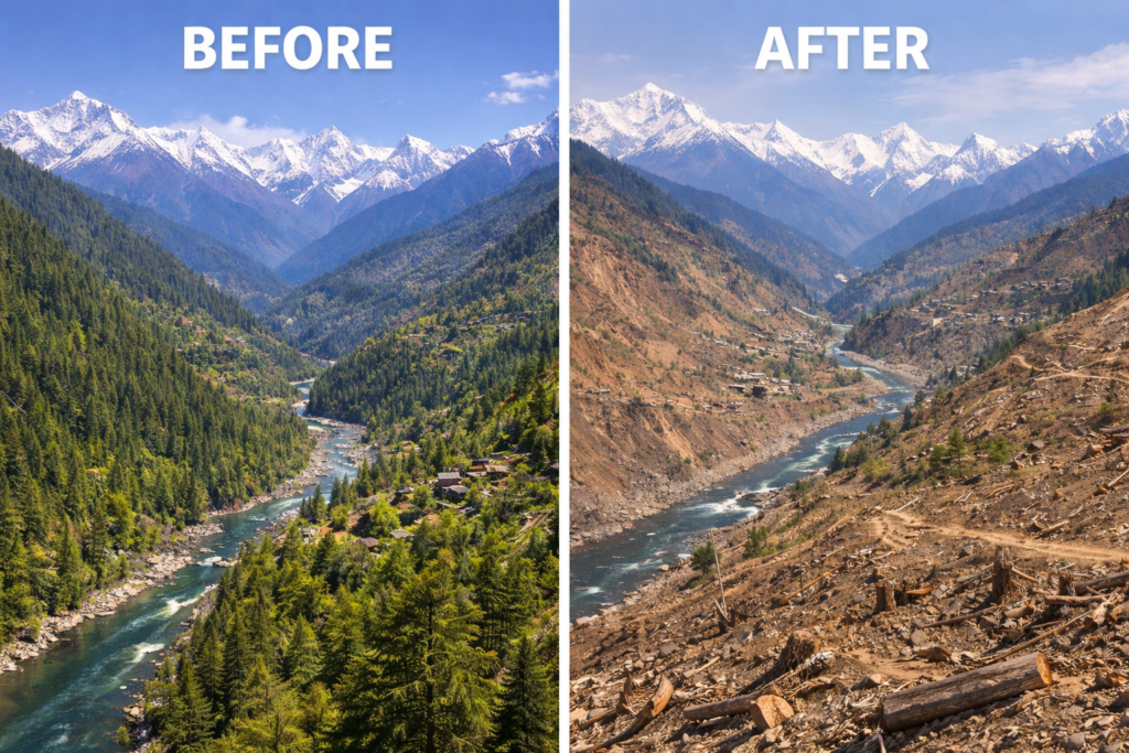 Mountains lose their trees