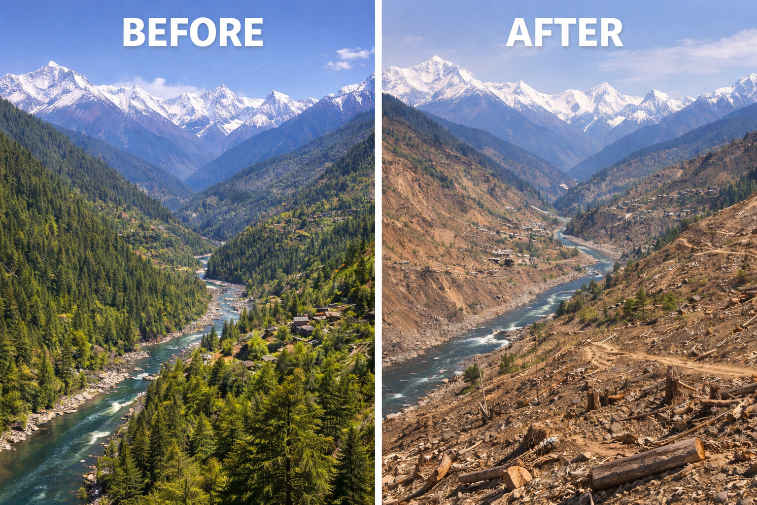 Mountains lose their trees